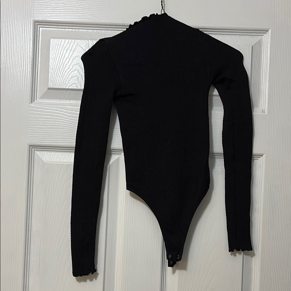 Free People Black Ribbed Bodysuit